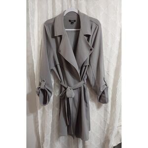 Torrid Grey Draped Crepe Trench Coat Plus Size 2